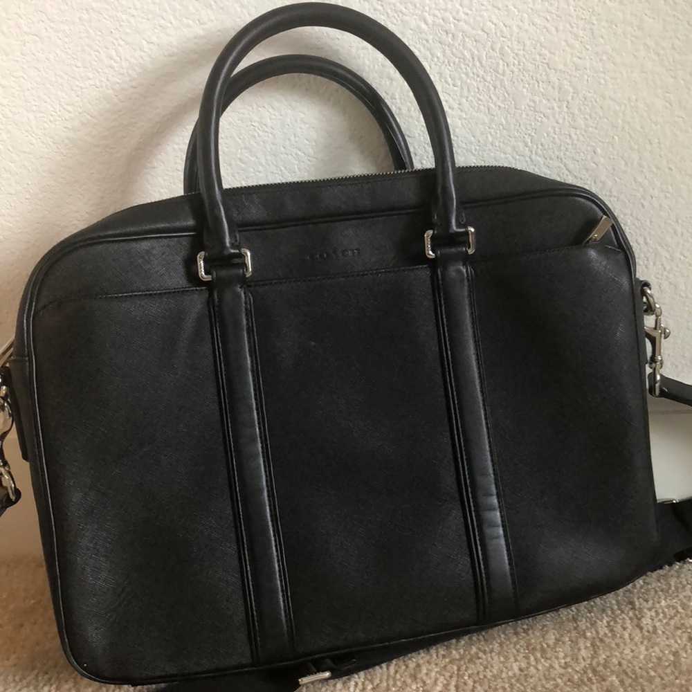 Coach Black Leather Laptop Bag